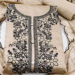 KALINI Ethnic Motifs Embroidered Sequinned Unstitched Dress Material image 4