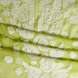 ADA Chikankari Embroidered Unstitched Dress Material image 3
