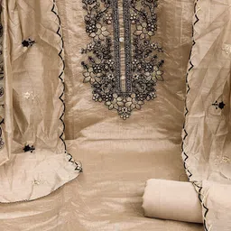 KALINI Ethnic Motifs Embroidered Sequinned Unstitched Dress Material image 3