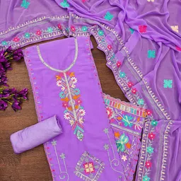 Panzora Embroidered Unstitched Dress Material image 2