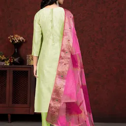 KALINI Floral Embroidered Sequinned Unstitched Dress Material image 2