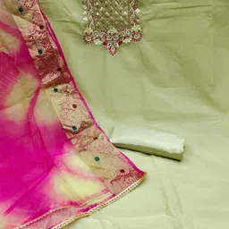 KALINI Floral Embroidered Sequinned Unstitched Dress Material image 4