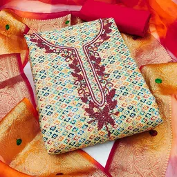 KALINI Ethnic Motifs Printed Unstitched Dress Material image 2