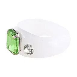 BEWITCHED White & Green Rhinestone-Studded Finger Ring image 2