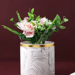 TAYHAA White & Grey Marble Design Ceramic Planter-picture-8