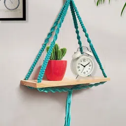 Homesake Turquoise Triangle Macrame Wall Hanging Shelf-image-40