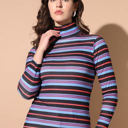 TANDUL Turtle Neck Long Sleeves Striped Pullover-picture-27
