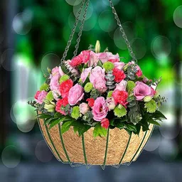 Garden Deco 6 Pcs Brown & Green Round Coco Coir Hanging Baskets-image-26