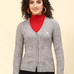 Monte Carlo V-Neck Cable Knit Woollen Cardigan-image-34