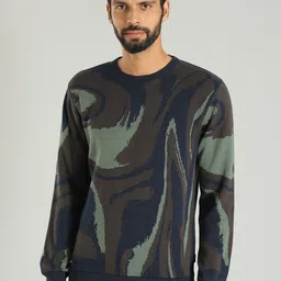 Indian Terrain Abstract Printed Long Sleeves Pure Cotton Pullover Sweater-picture-20