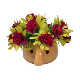 INDIA MEETS INDIA Orange Ceramic Cup Shaped Planter-image-12
