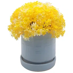 INDIA MEETS INDIA Blue Ceramic Planter With Cup Plate-image-94