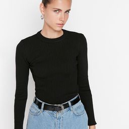 Trendyol Women Solid  Black & White Pullover-picture-45