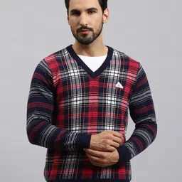 Monte Carlo Checked V-Neck Woollen Pullover-image-20
