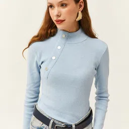 Olalook Mock Collar Long Sleeves Pullover Sweater image 1