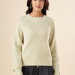 AKKRITI BY PANTALOONS Ribbed Raglan Sleeves Acrylic Pullover-picture-11