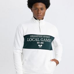 DeFacto Typography Printed Mock Collar Half Zipper Pullover Sweatshirt-picture-26