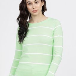 Tokyo Talkies Women Green & White Striped Pullover-picture-42