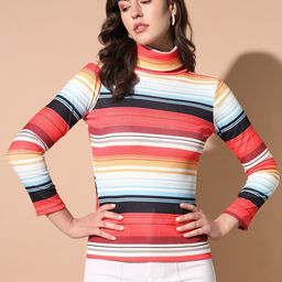 TANDUL Turtle Neck Long Sleeves Striped Pullover-picture-20