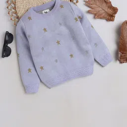 Yellow Apple Girls Conversational Printed Woollen Pullover Sweater-image-58