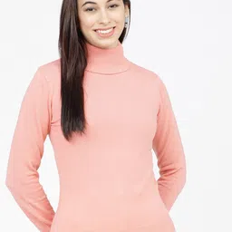basics by tokyo talkies Tokyo Talkies Women Coral  Turtle Neck  Pullover-picture-18