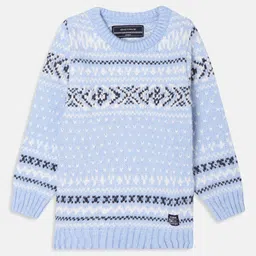 Octave Boys Blue & White Printed Long Sleeves Acrylic Pullover-picture-27