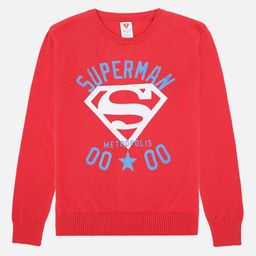 Kids Ville Boys Red Superman Printed Pullover Sweater-picture-3