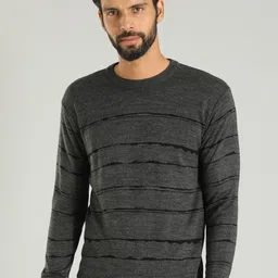 Indian Terrain Striped Round Neck Acrylic Pullover-picture-28
