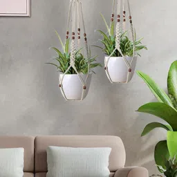 Homesake Set Of 2 Beige Macrame Plant Hangers Without Pot-image-86