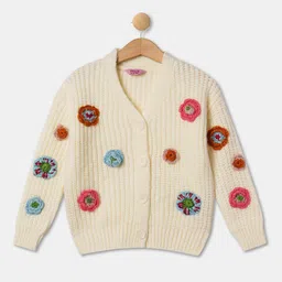 R&B Girls Floral Embroidered Acrylic Cardigan-picture-37