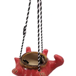 INDIA MEETS INDIA Red Ceramic Hanging Planter-picture-11