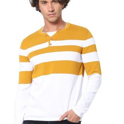 Celio Striped Henley Neck Cotton Pullover-picture-1
