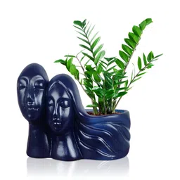 LASAKI Navy Blue Textured Couple Shape Ceramic Planters-picture-23