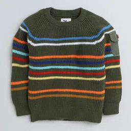 Yellow Apple Boys Round Neck Long Sleeves Striped Pullover image 4