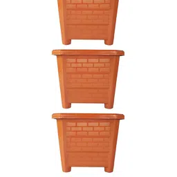 TRUSTBASKET Earth Box 3-Pieces Brown Textured Plastic Planters image 4