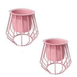 Homesake Pink 2 Pieces Metallic Metal Stand With Planter image 5