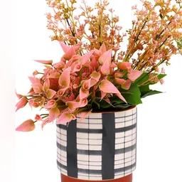 TAYHAA Blue & White Checked Ceramic Planter image 4