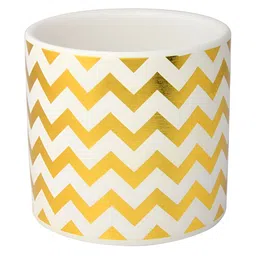 TAYHAA White Zig-Zag Ceramic Planter image 4