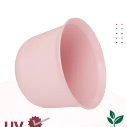 Kuber Industries Pink 3 Pieces Marble Finish Planters With Tray image 3