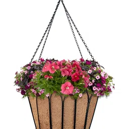 Garden Deco Black & Brown 4 Pieces Textured Planters Coco Liner & Chains image 4