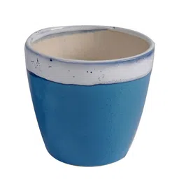 CDI Blue & White 2 Pieces Textured Conical Shaped Ceramic Planters image 5