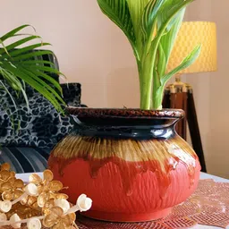 NIYARA Pink & Brown Abstract Ceramic Planter image 2