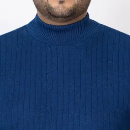 KVETOO Striped Acrylic Turtle Neck Pullover Plus Size Sweater image 4