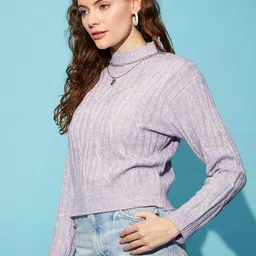 STREET 9 Self Design Cable Knit Acrylic Pullover image 5