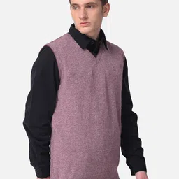 Woodland Men Mauve Wool Sweater Vest image 3