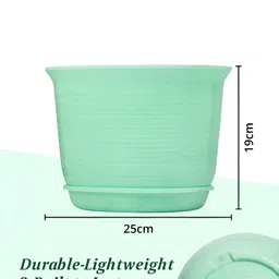 Kuber Industries  White & Green 2 Pieces Marble Finish Planters With Tray image 3