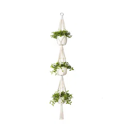 Homesake Set Of 2 Beige Macrame Plant Hangers Without Pot image 2