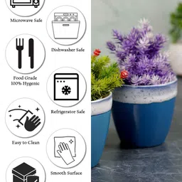 CDI Blue & White 2 Pieces Textured Conical Shaped Ceramic Planters image 4