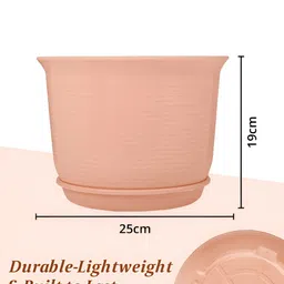 Kuber Industries Marble Sawera Peach & Green 4 Pieces Textured Planters With Tray image 5