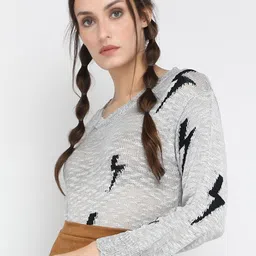 LULU & SKY Cable Knit Self Design Pullover image 5